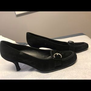 Black suede heel